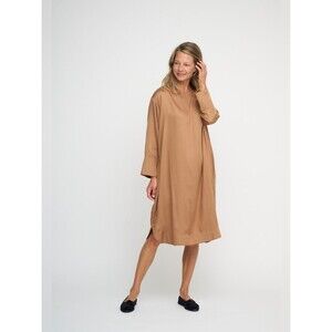 Moshi Moshi Mind Rust Beyond Silky Midi Scandi Minimal Lagenlook Dress Small
